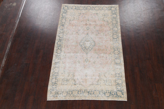 Muted Distressed Kerman Persian Area Rug 5x8