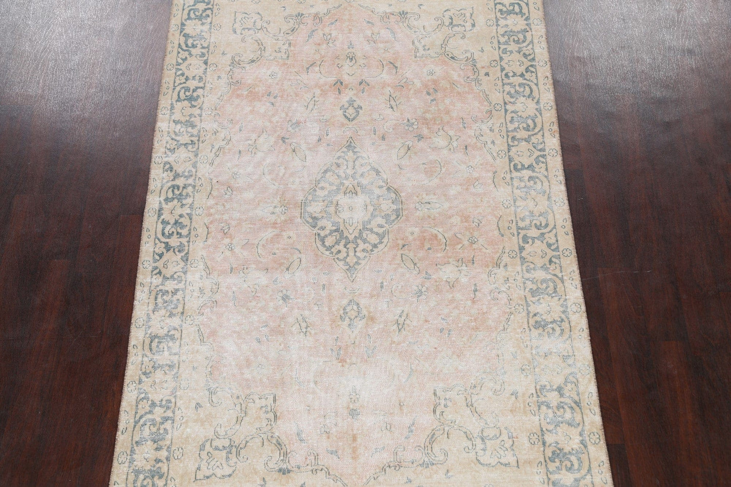 Muted Distressed Kerman Persian Area Rug 5x8