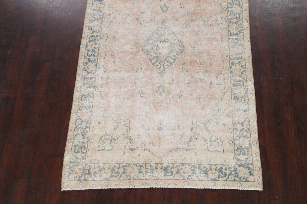 Muted Distressed Kerman Persian Area Rug 5x8