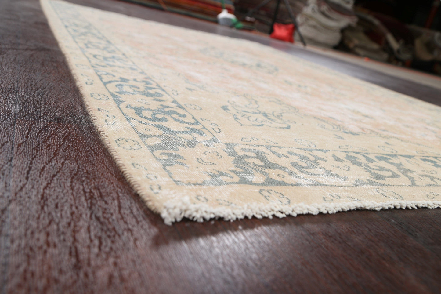 Muted Distressed Kerman Persian Area Rug 5x8