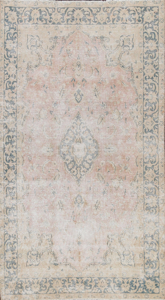 Muted Distressed Kerman Persian Area Rug 5x8