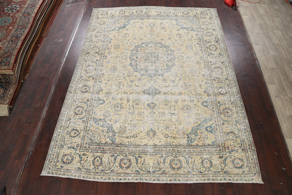 Muted Floral Kashan Persian Area Rug 10x13