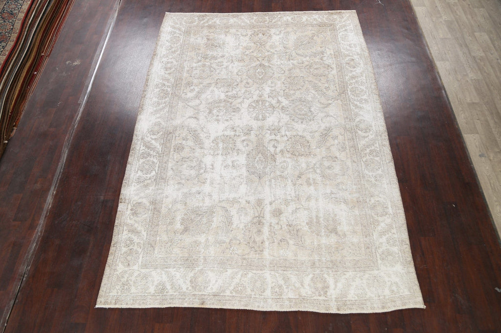 Muted Distressed Tabriz Persian Area Rug 8x11