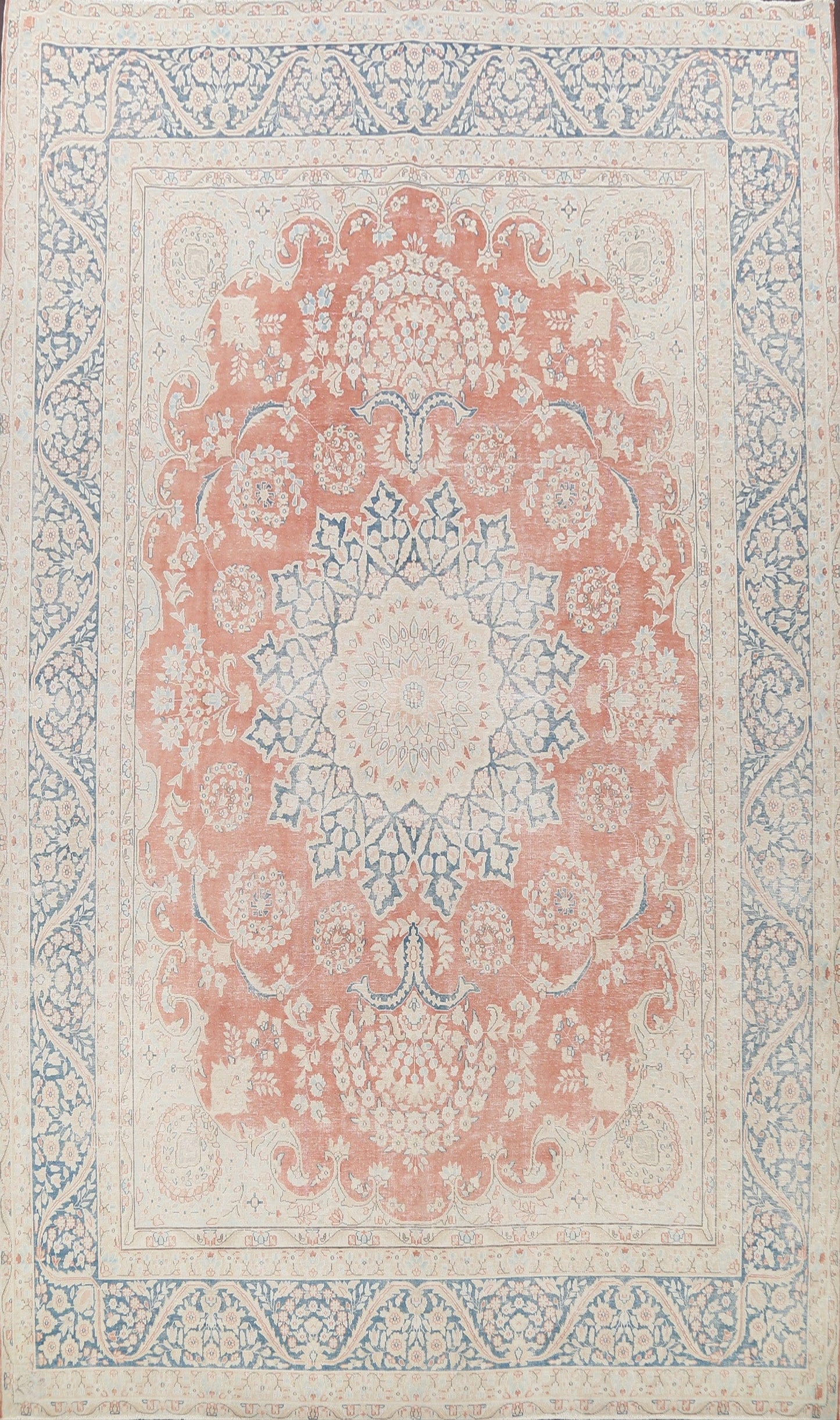 Muted Floral Kerman Persian Area Rug 10x13