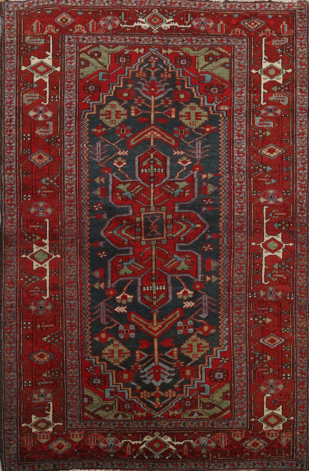 Antique 100% Vegetable Dye Heriz Serapi Persian Area Rug 5x6