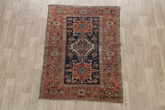 Pre-1900 Antique Vegetable Dye Gharajeh Persian Area Rug 5x6