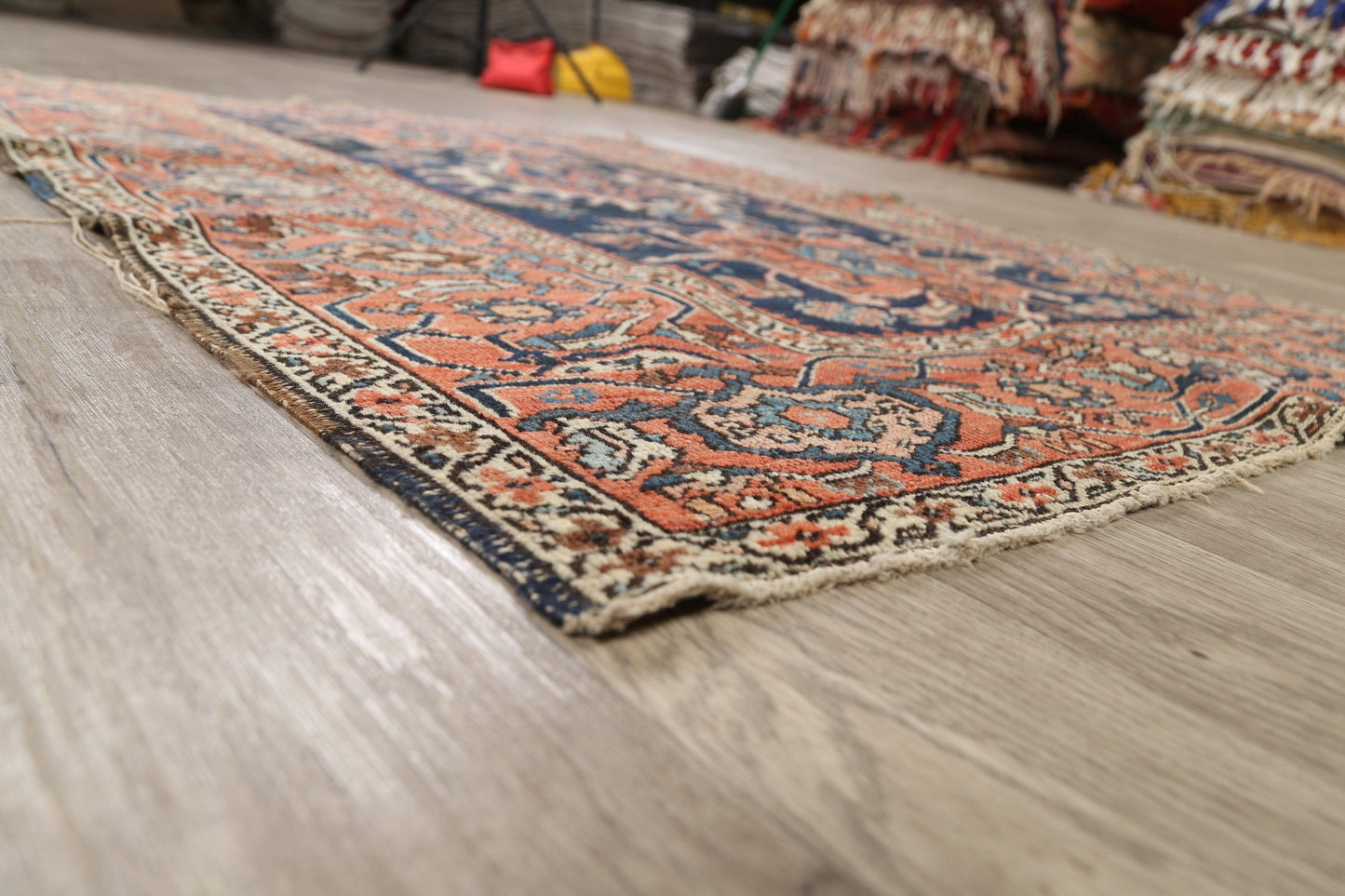 Pre-1900 Antique Vegetable Dye Gharajeh Persian Area Rug 5x6