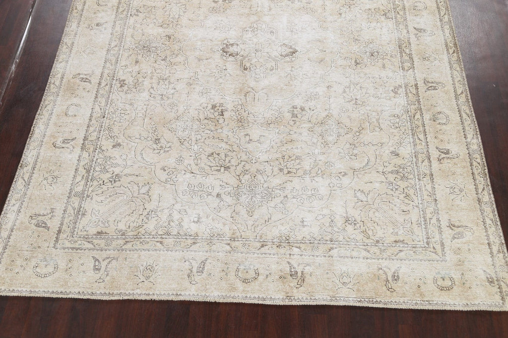 Muted Distressed Tabriz Persian Area Rug 10x12