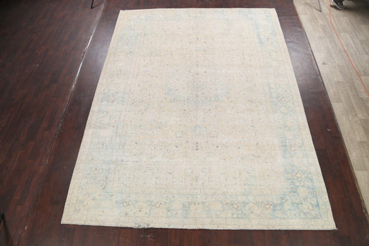 Muted Distressed Kashan Persian Area Rug 10x13