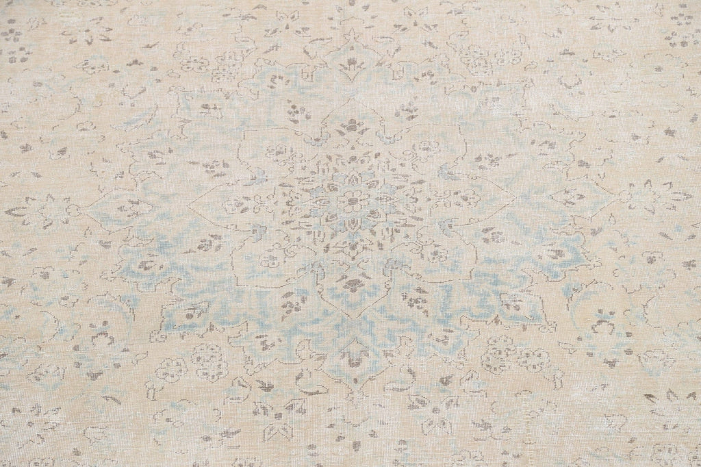 Muted Distressed Kashan Persian Area Rug 10x13