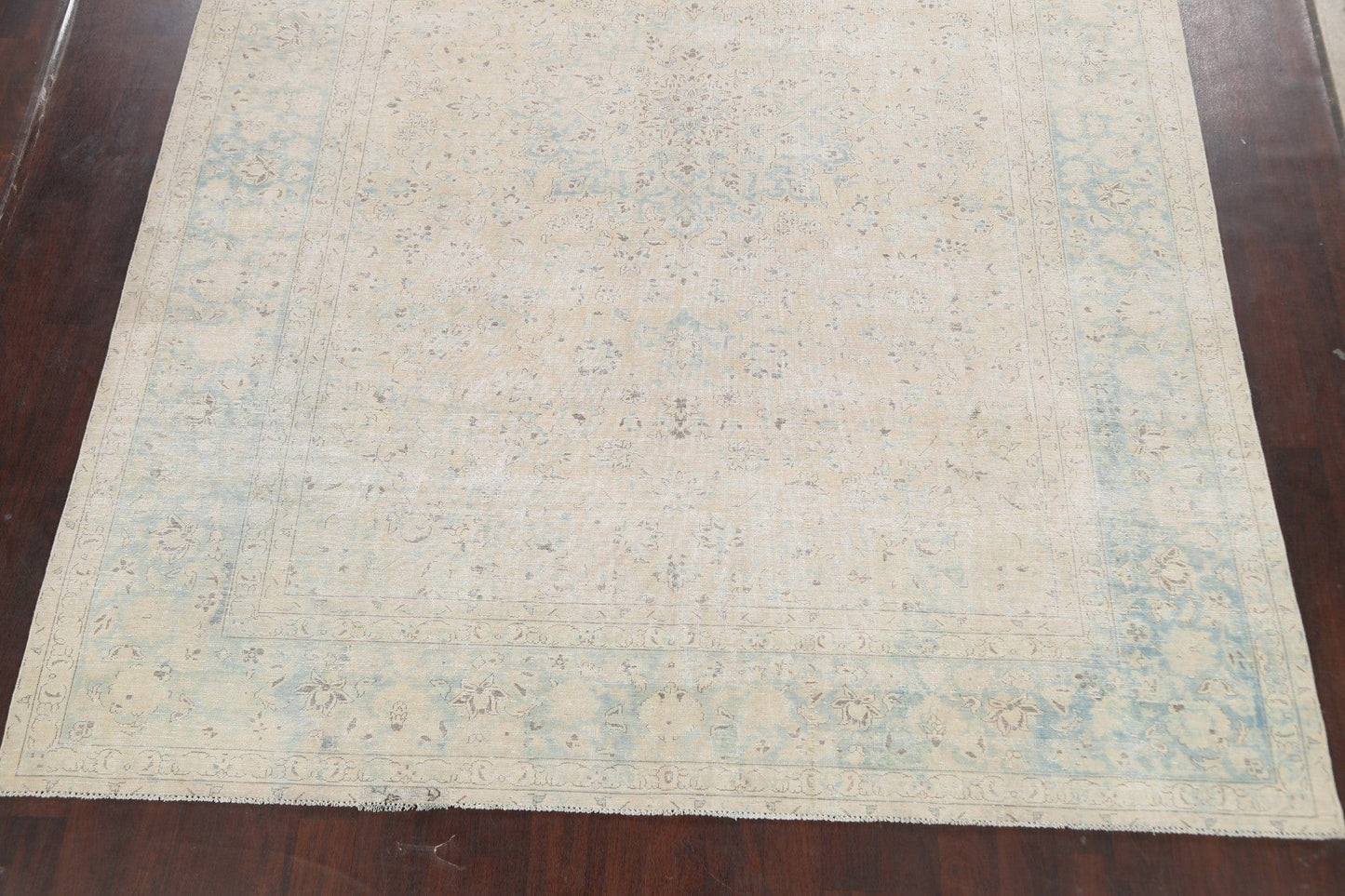 Muted Distressed Kashan Persian Area Rug 10x13