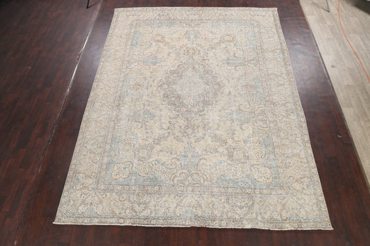 Muted Distressed Tabriz Persian Area Rug 9x12