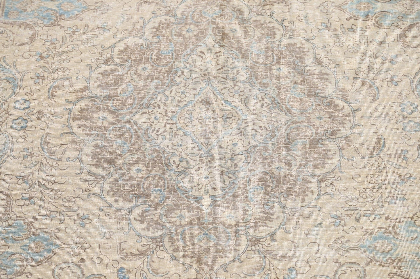 Muted Distressed Tabriz Persian Area Rug 9x12