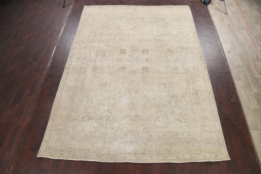 Muted Distressed Tabriz Persian Area Rug 9x13