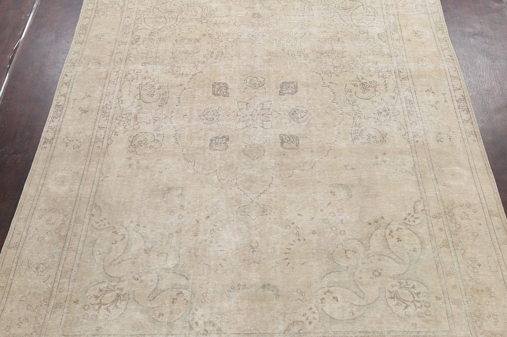 Muted Distressed Tabriz Persian Area Rug 9x13