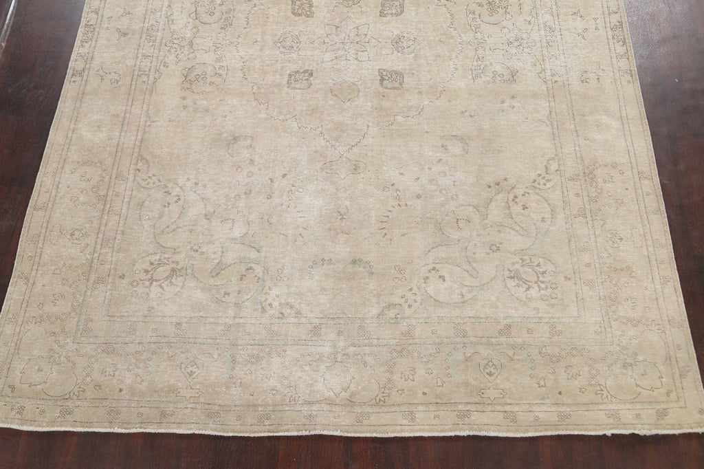 Muted Distressed Tabriz Persian Area Rug 9x13