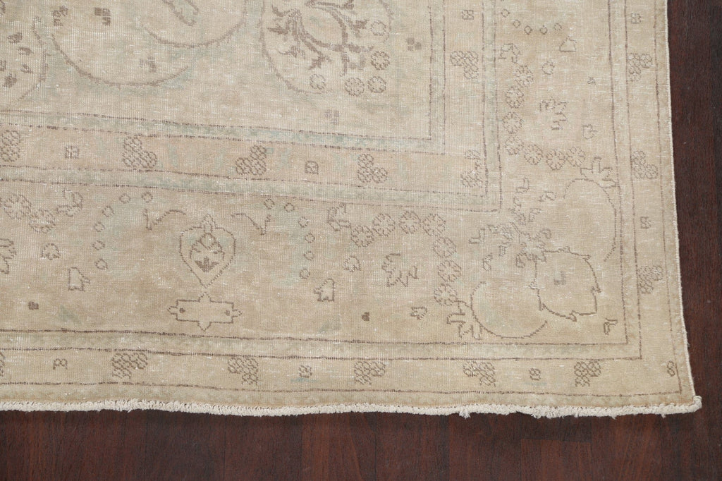 Muted Distressed Tabriz Persian Area Rug 9x13