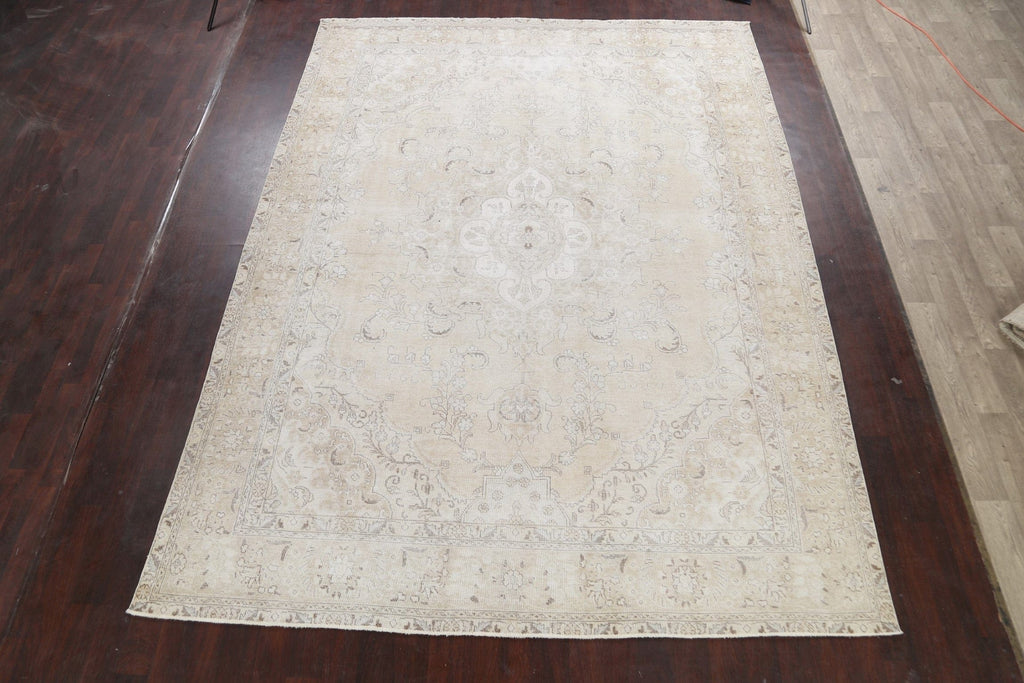 Muted Distressed Tabriz Persian Area Rug 9x13