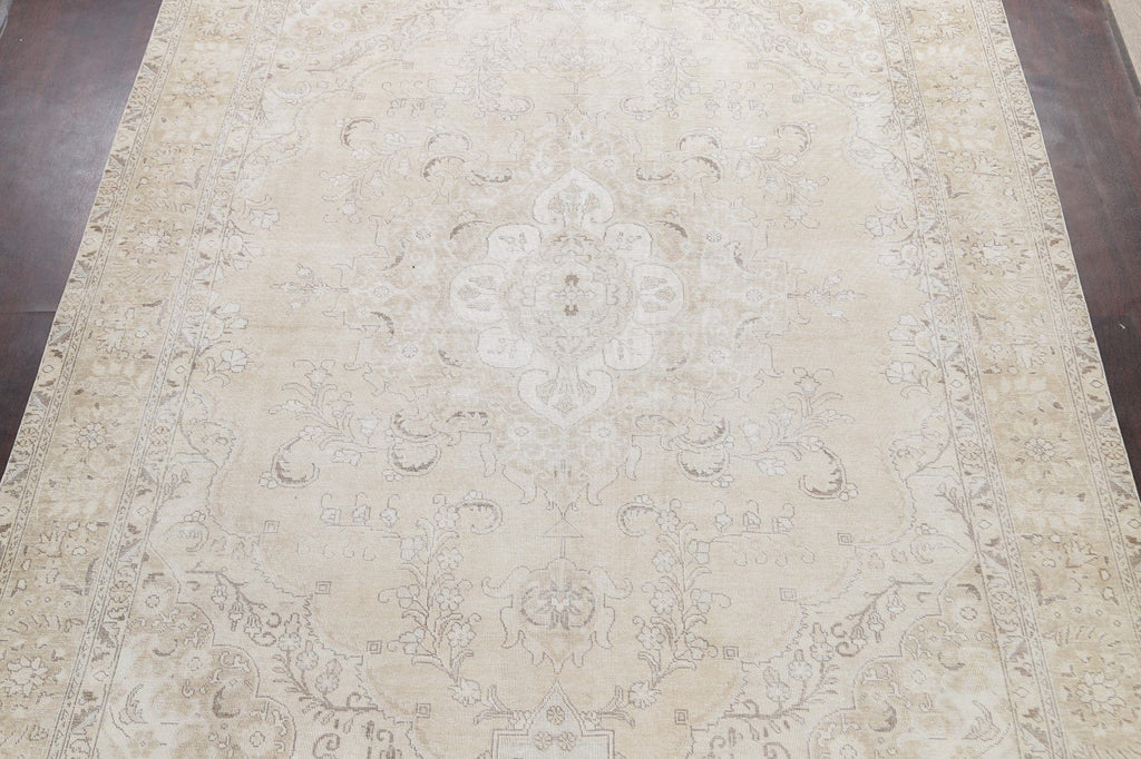 Muted Distressed Tabriz Persian Area Rug 9x13