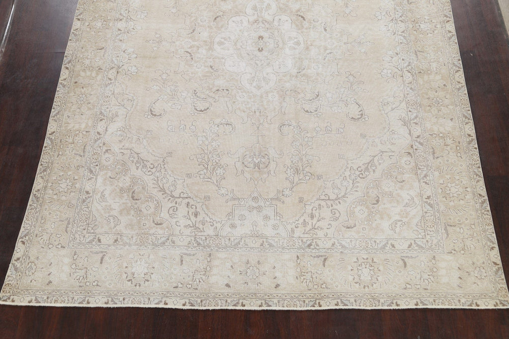 Muted Distressed Tabriz Persian Area Rug 9x13