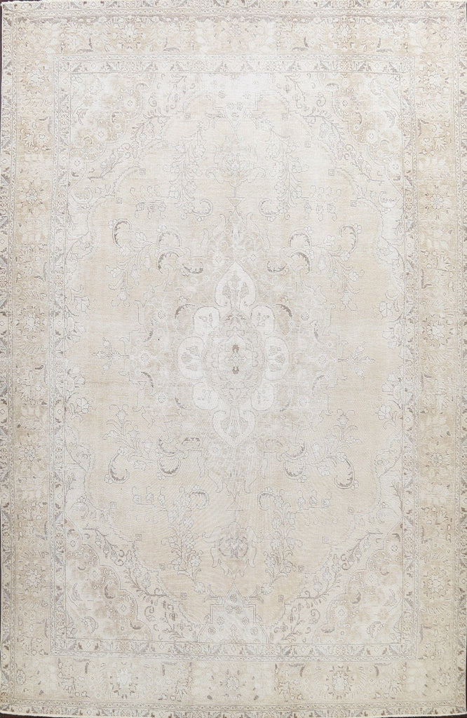 Muted Distressed Tabriz Persian Area Rug 9x13