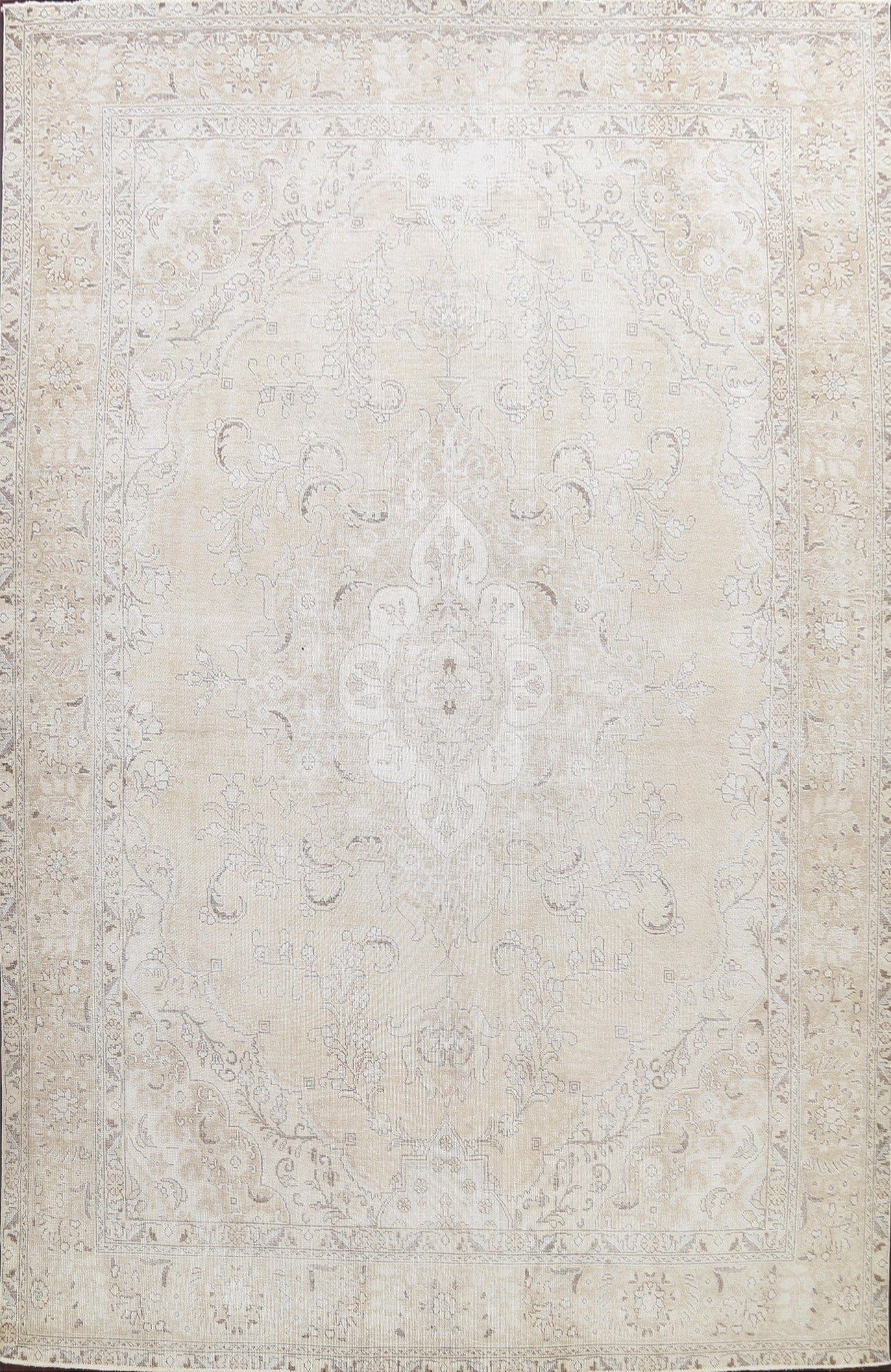 Muted Distressed Tabriz Persian Area Rug 9x13