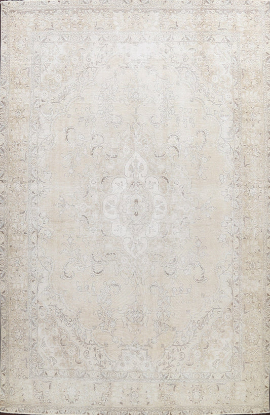 Muted Distressed Tabriz Persian Area Rug 9x13