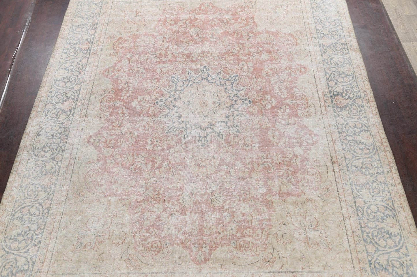 Muted Distressed Kerman Persian Area Rug 10x13