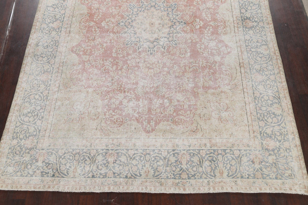 Muted Distressed Kerman Persian Area Rug 10x13