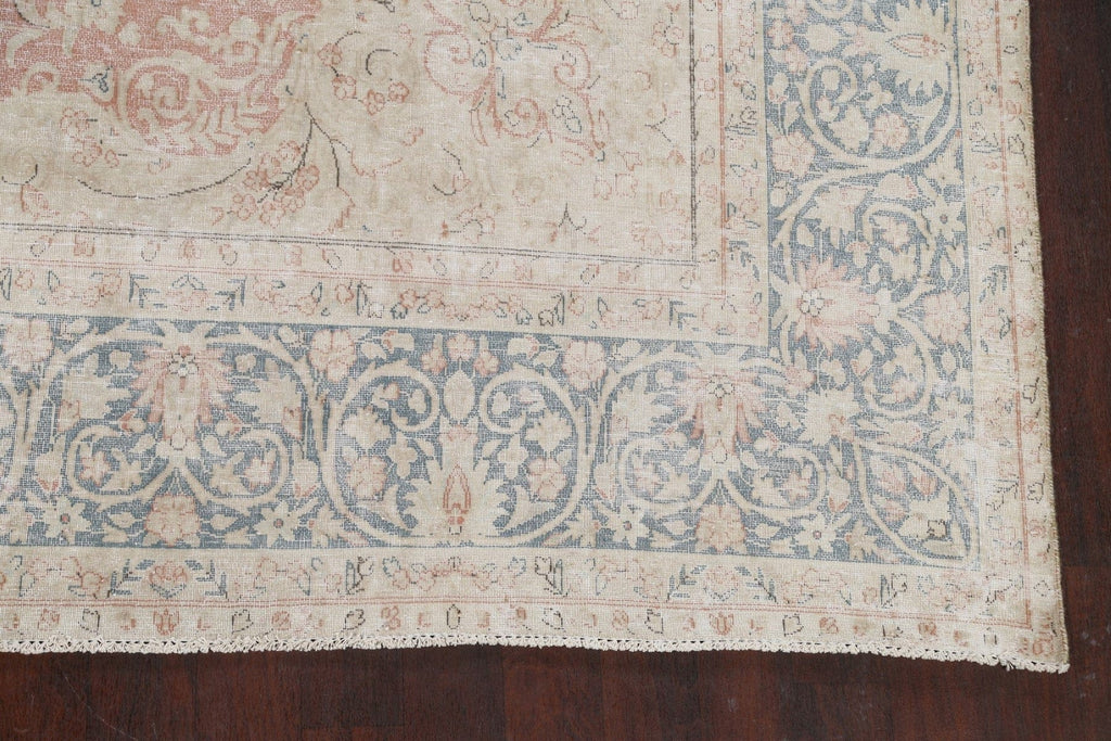 Muted Distressed Kerman Persian Area Rug 10x13