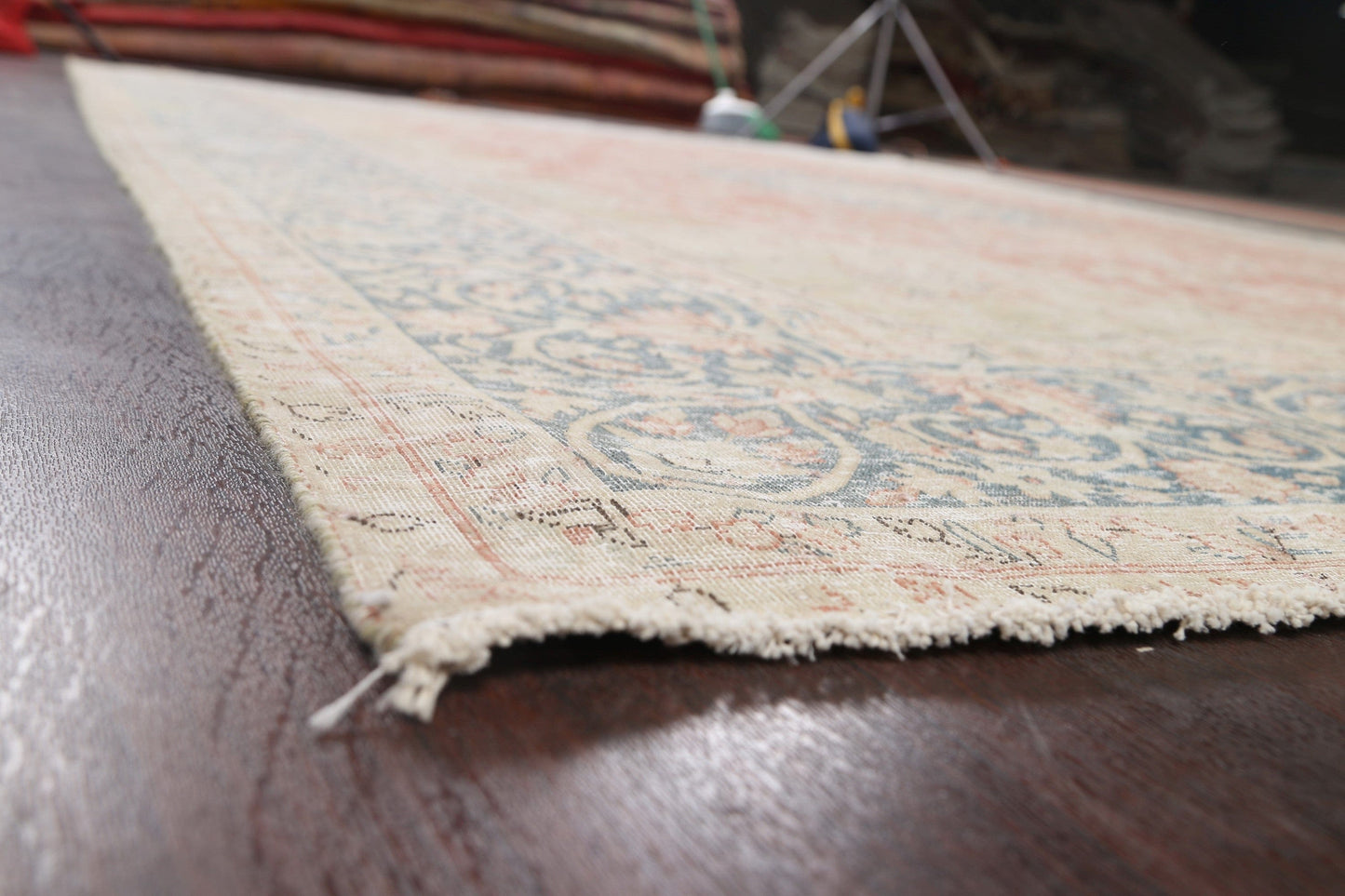 Muted Distressed Kerman Persian Area Rug 10x13