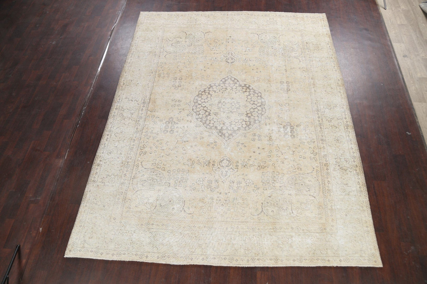 Muted Distressed Tabriz Persian Area Rug 9x11