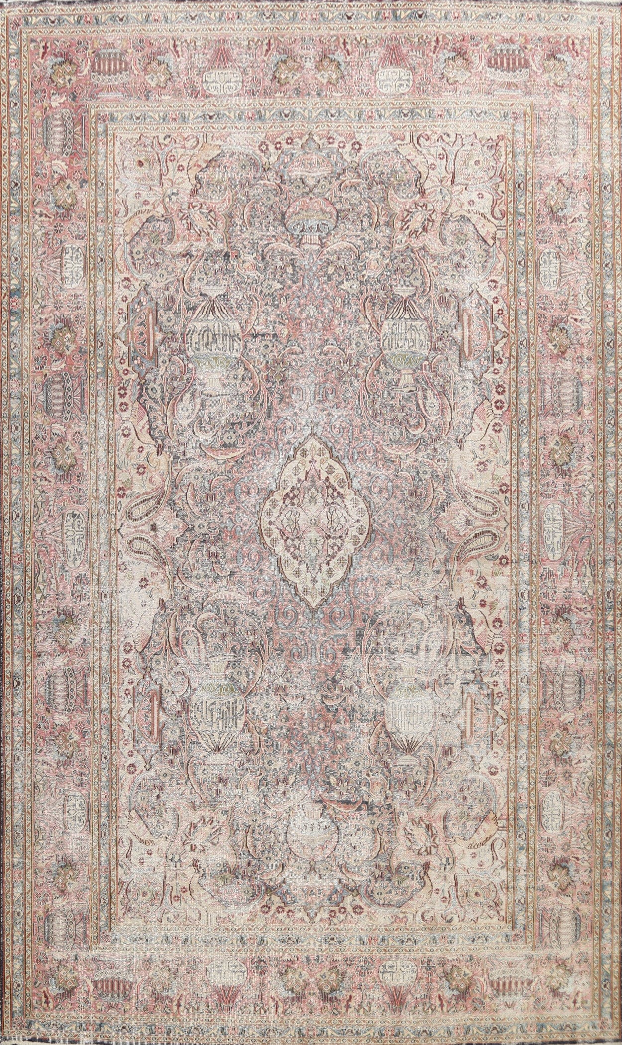 Muted Distressed Kashmar Persian Area Rug 9x13