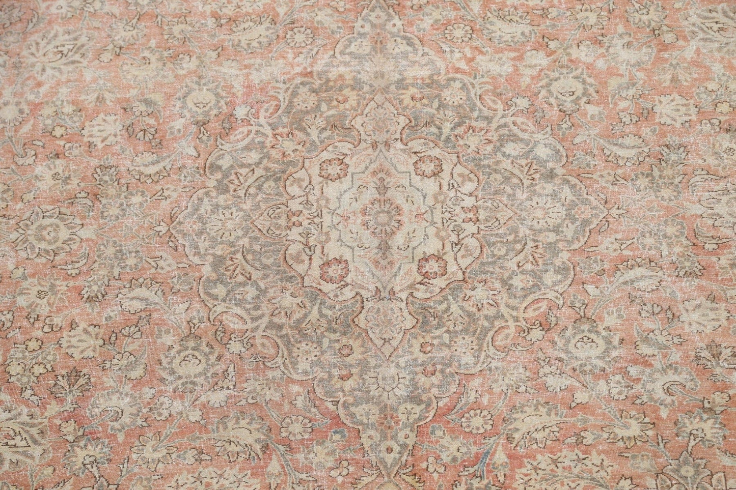 Muted Distressed Kashan Persian Area Rug 10x13