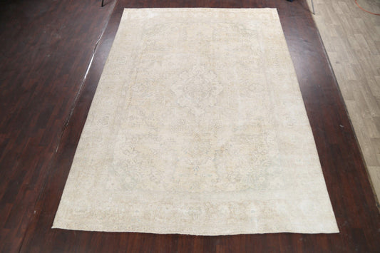 Muted Distressed Tabriz Persian Area Rug 9x13