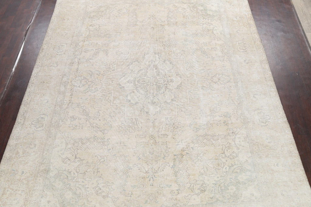 Muted Distressed Tabriz Persian Area Rug 9x13