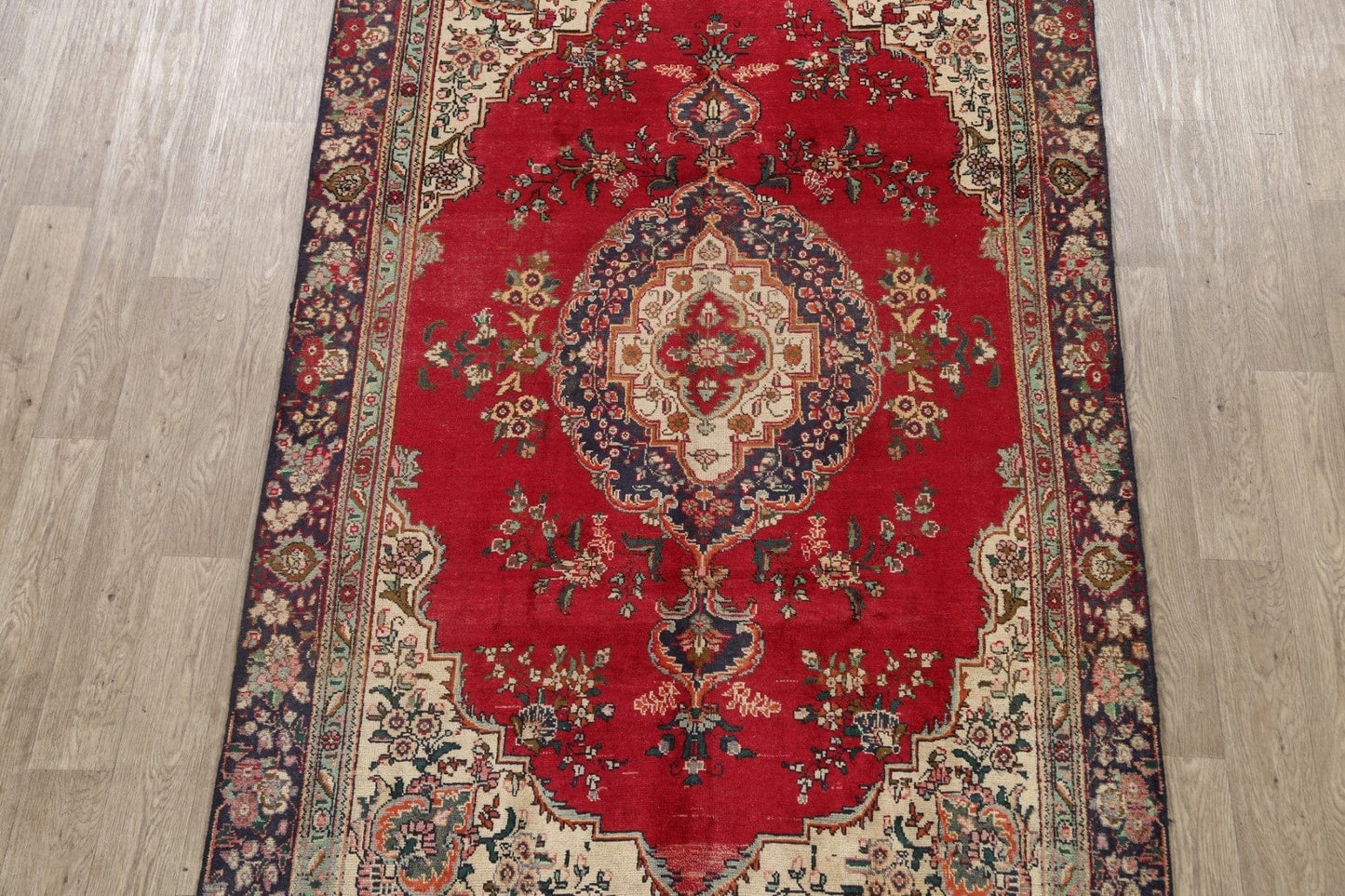 Floral Red Tabriz Persian Area Rug 5x9