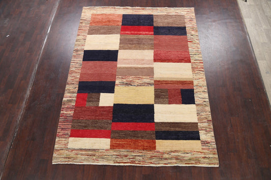 Modern Gabbeh Kashkoli Oriental Area Rug 7x10