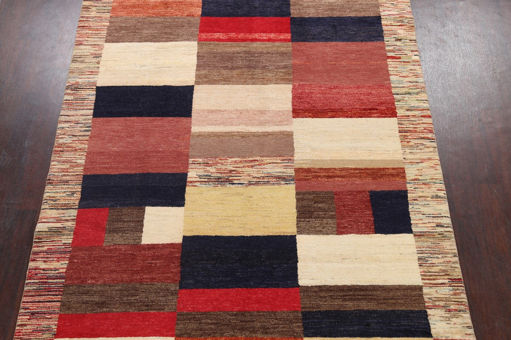 Modern Gabbeh Kashkoli Oriental Area Rug 7x10