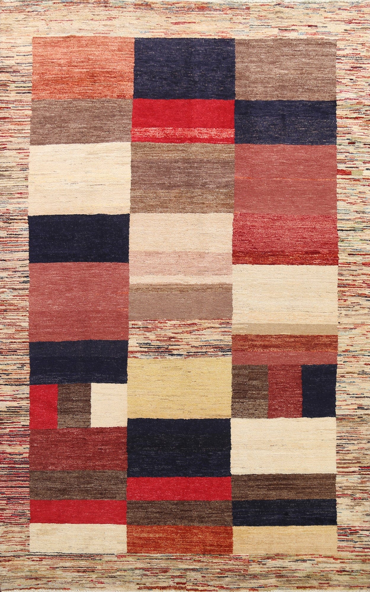 Modern Gabbeh Kashkoli Oriental Area Rug 7x10