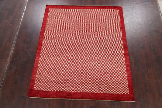 All-Over Checkered Gabbeh Kashkoli Oriental Area Rug 7x8