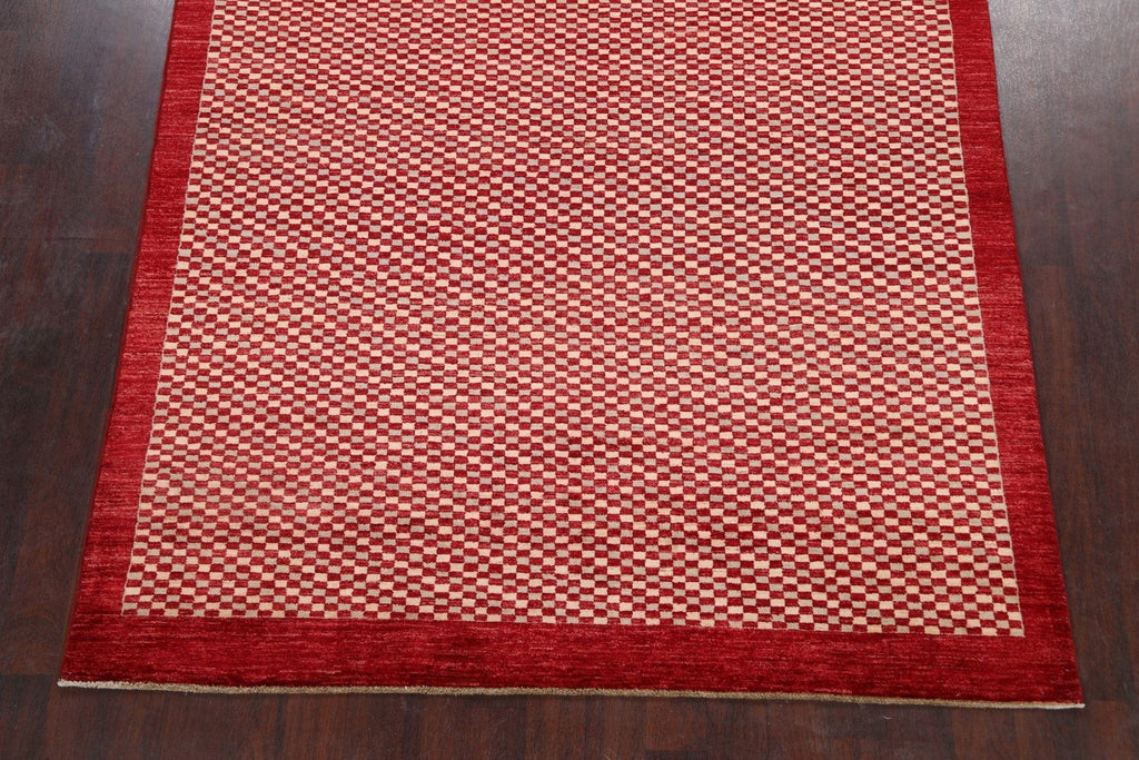 All-Over Checkered Gabbeh Kashkoli Oriental Area Rug 7x8