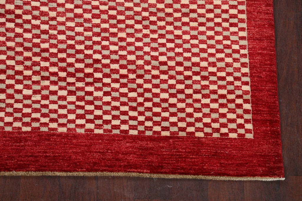 All-Over Checkered Gabbeh Kashkoli Oriental Area Rug 7x8