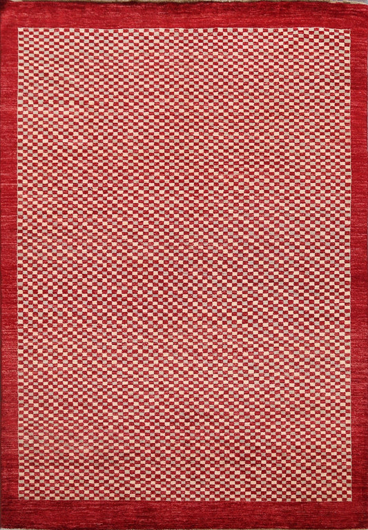 All-Over Checkered Gabbeh Kashkoli Oriental Area Rug 7x8