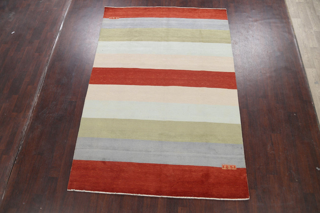 Modern Stripe Gabbeh Kashkoli Oriental Area Rug 7x10