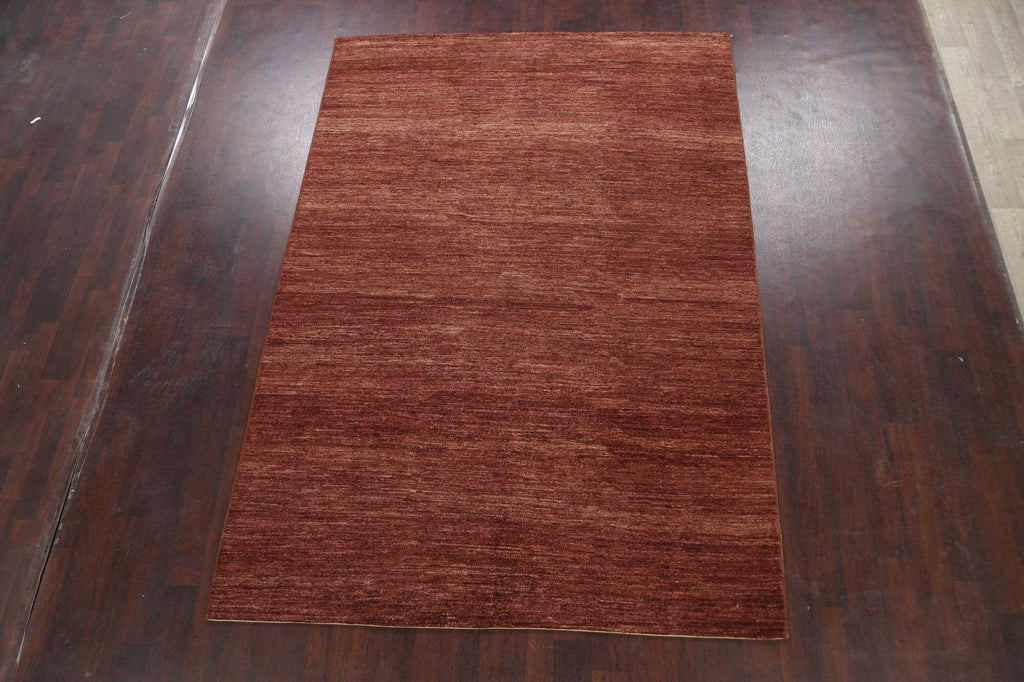 Modern Solid Gabbeh Kashkoli Oriental Area Rug 7x9