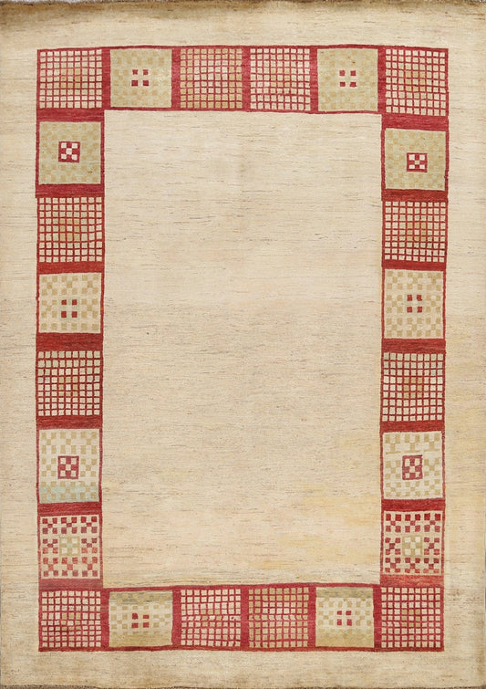 Modern Gabbeh Kashkoli Oriental Area Rug 6x7