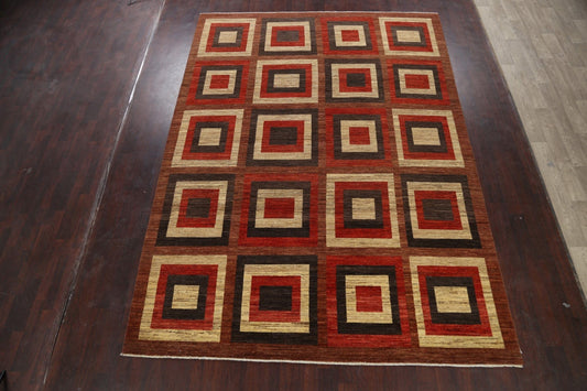 Modern Geometric Gabbeh Kashkoli Oriental Area Rug 9x12