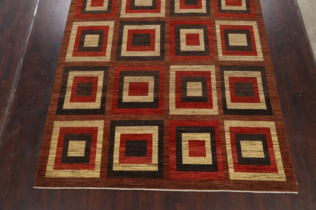 Modern Geometric Gabbeh Kashkoli Oriental Area Rug 9x12