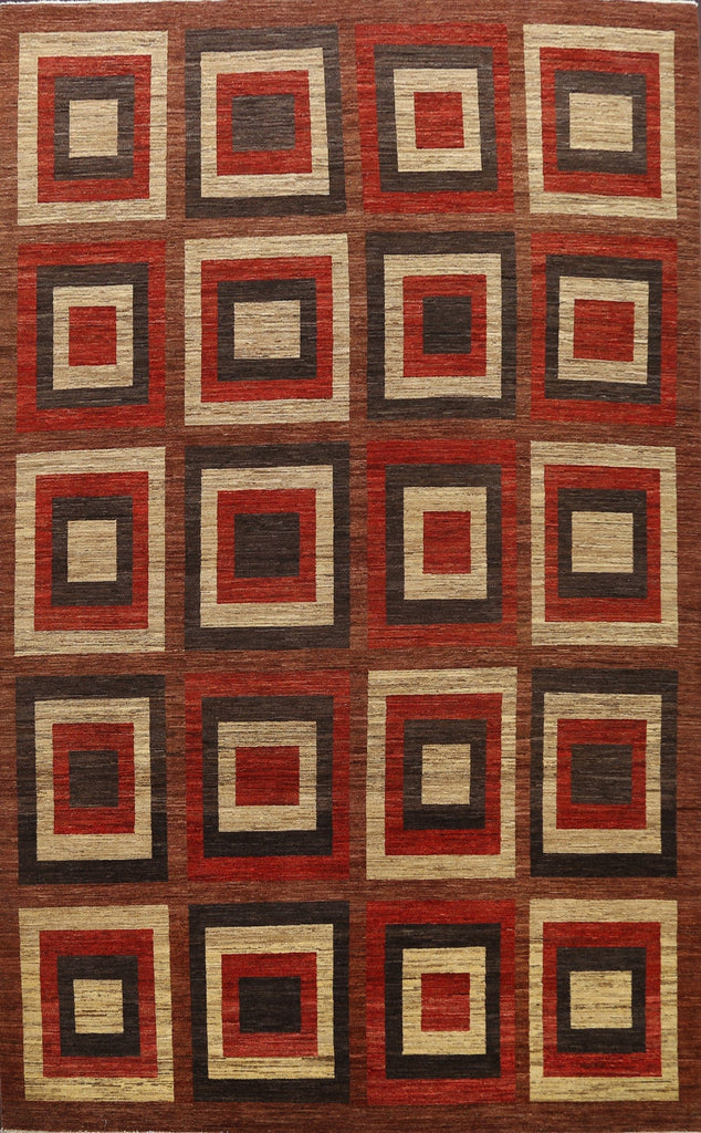 Modern Geometric Gabbeh Kashkoli Oriental Area Rug 9x12